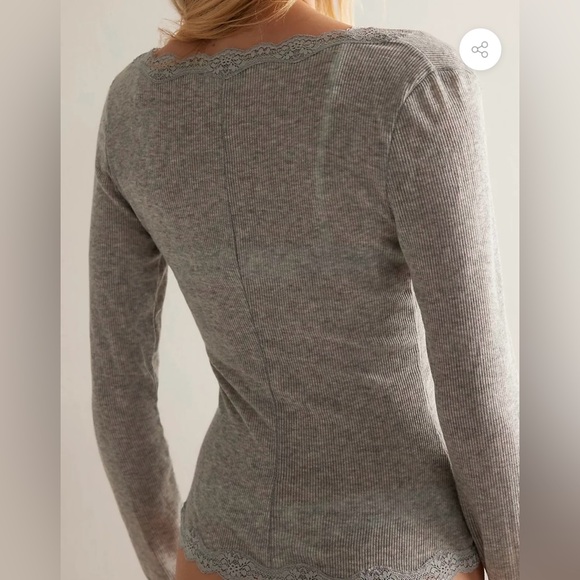 NWT Free People Big Love Lace Trim Knit Button-Up Top, size XL - Picture 4 of 9